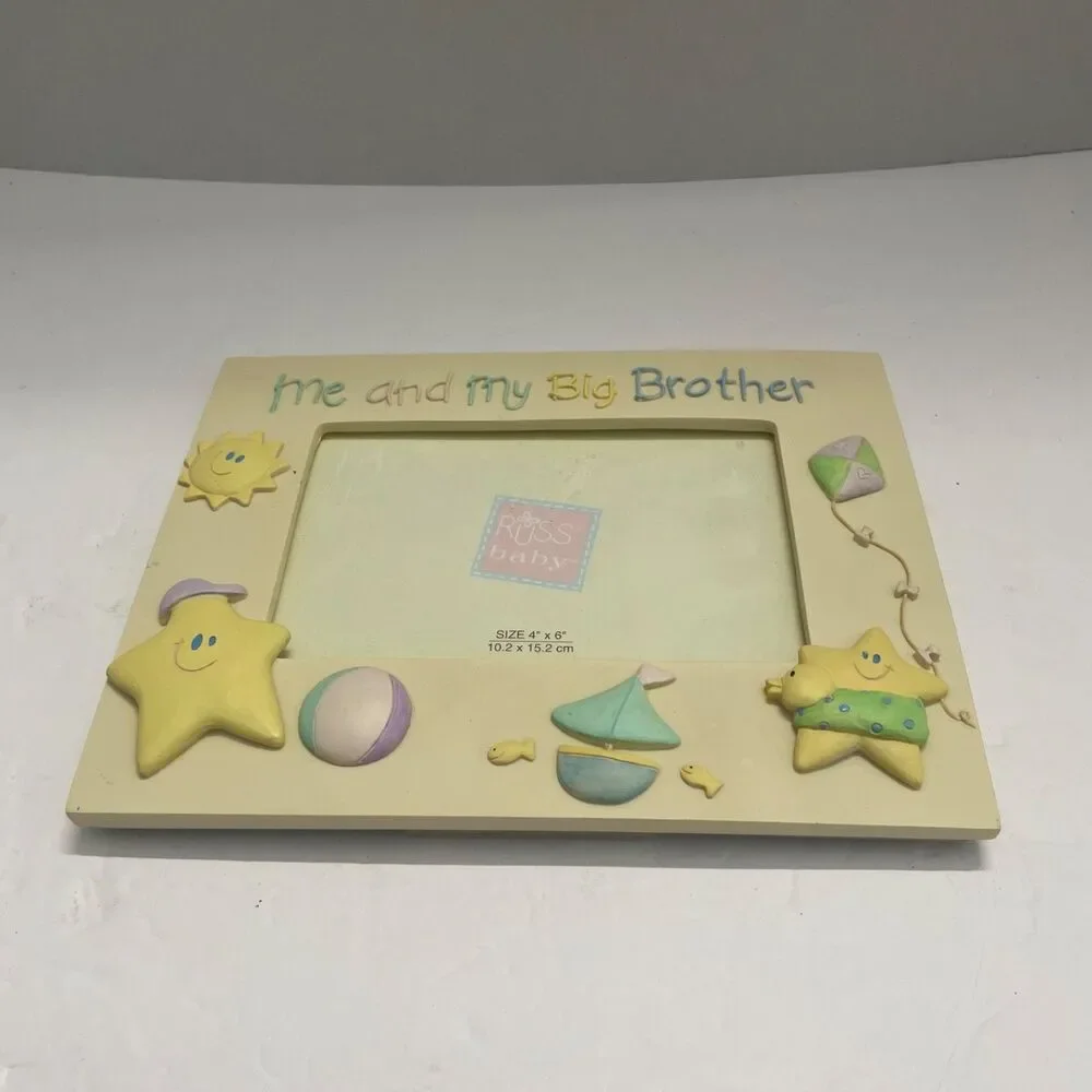 Vintage Russ Baby Me and My Big Brother 3D Pastel Accents Picture Frame